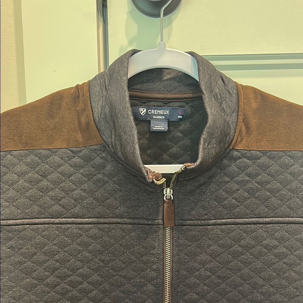 Daniel Cremieux Gray and Brown Quilted Vest with Suede